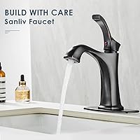 Vista 20 de Brushed Nickel Bathroom Faucet, Sanliv Single Handle Centerset Bathroom Sink Faucet with Pop-Up Drain & Deck Plate for 1 or 3-Hole (4 inch)