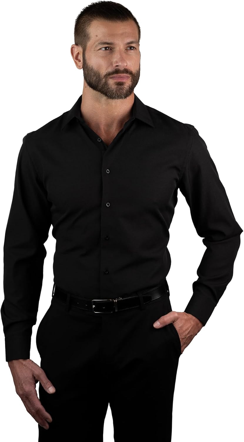 Nautica Slim Fit Long Sleeve Cotton Linen Touch Shirts for Men Wrinkle Resistant Lightweight Summer Shirt