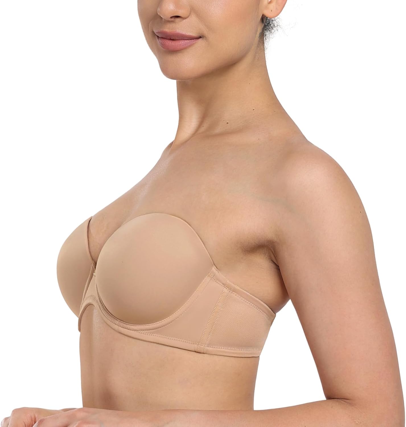 songful Strapless Bras for Women, Non-Slip Silicone Convertible Bandeau Bra Padded Underwire Seamless Push Up Multiway Bra - Image 7