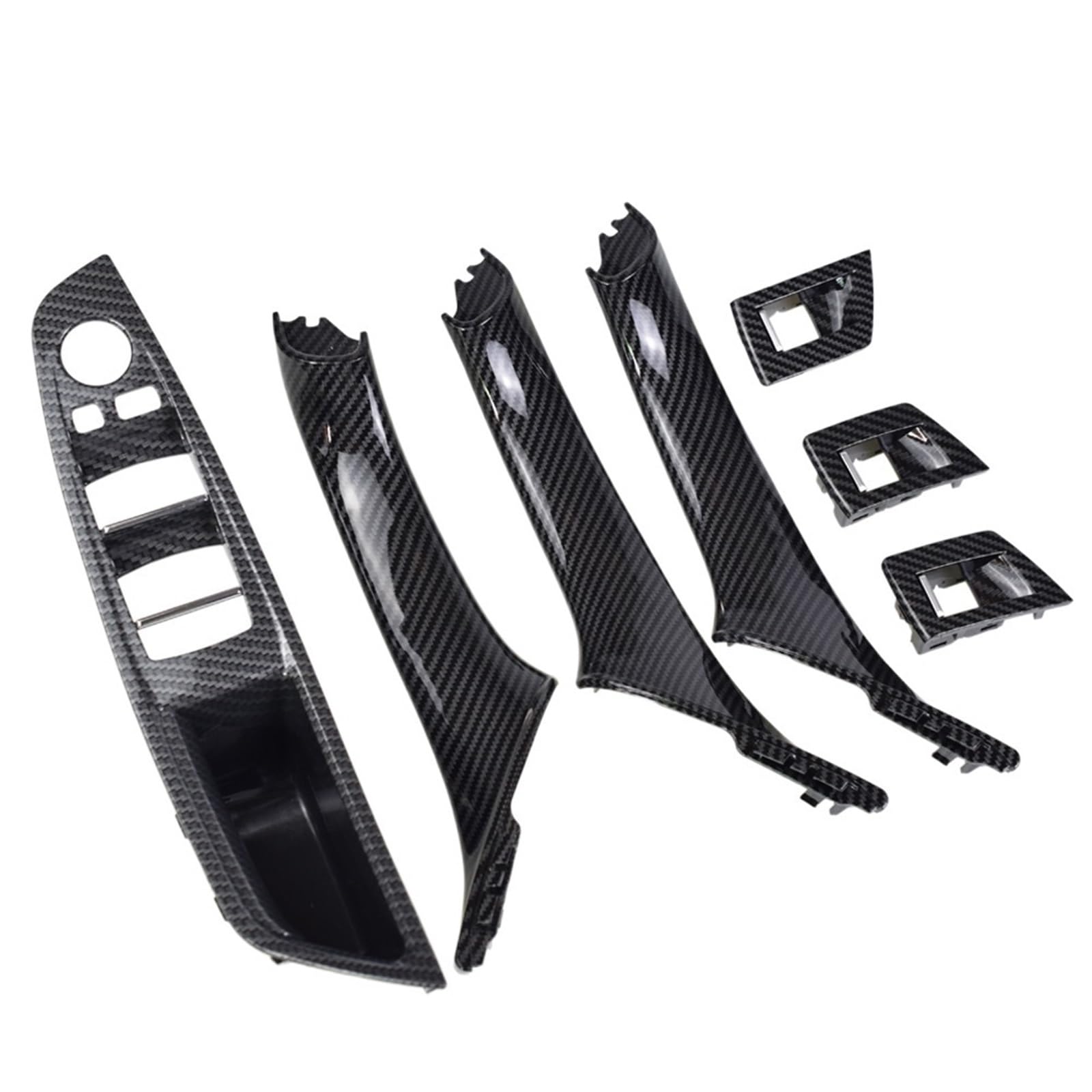 OEXRIGRU Car Interior Door Handles for BMW 5 Series F10 F11 RHD Car Interior Inner Door Handle Panel Pull Trim Cover(Model B Carbonfiber)