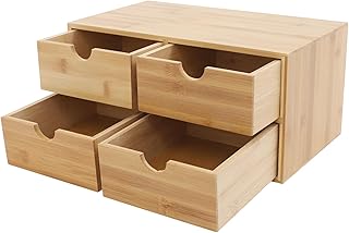 Schreibtisch Organizer, Schubladenbox aus Bambus, 4 Schubladen, für Büro...