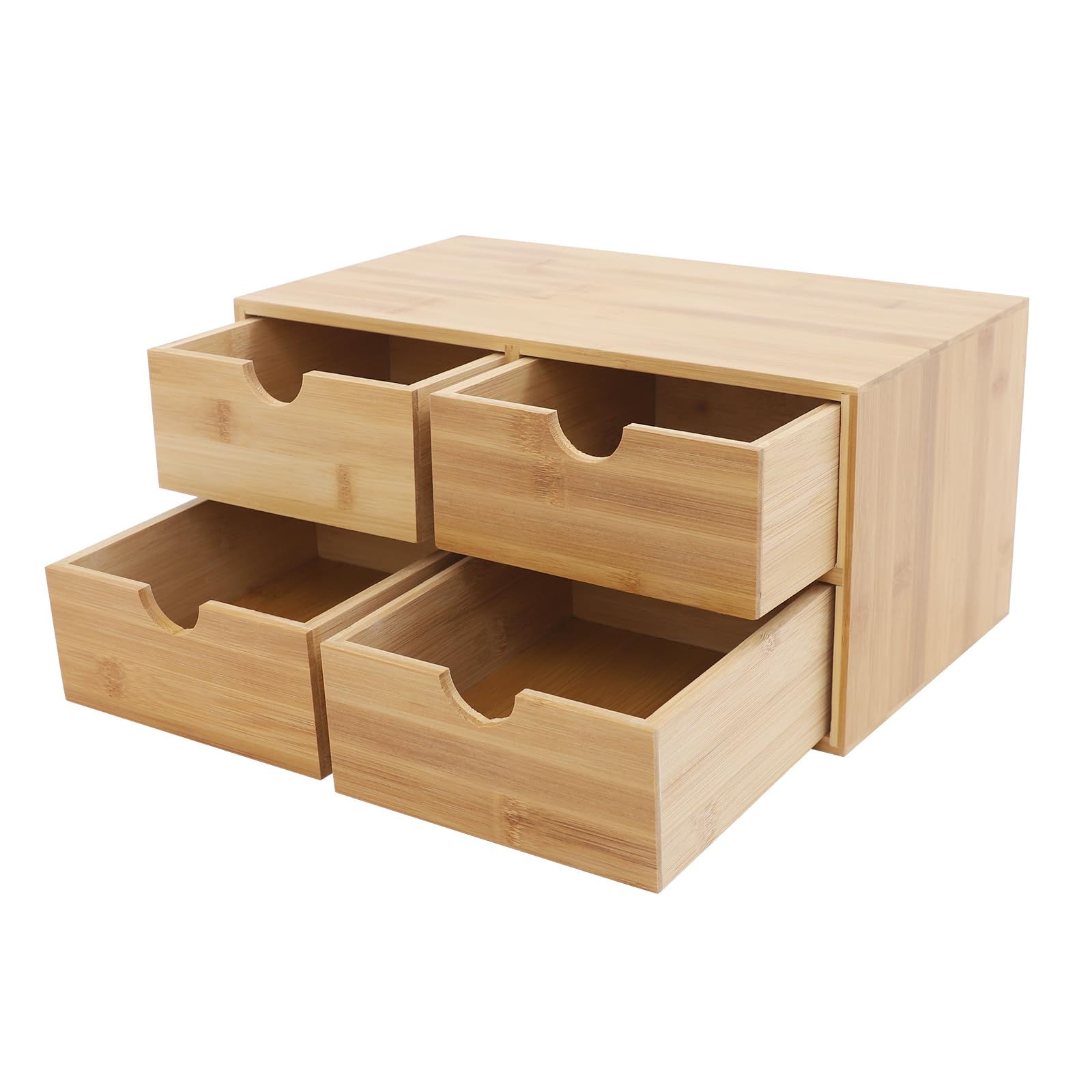 Relaxdays Organizer da Scrivania con 2 Cassetti in Bambù e MDF, Cassettiera da Ufficio, HLP