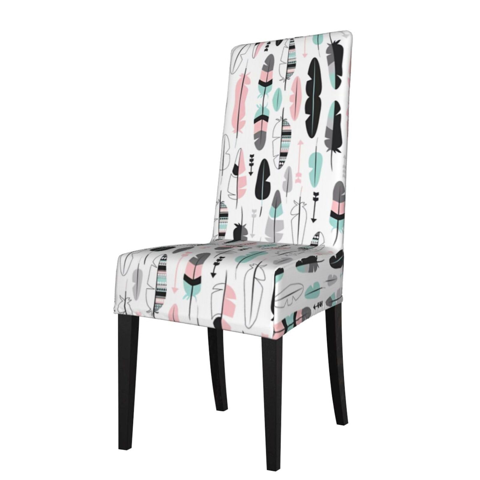 YYHWHJDE feather Prints Dining Chair Throw Covers – Stretchy & Wrinkle-Resistant Protector for Most Kitchen Chairs – Quick Refresh for Old Furniture