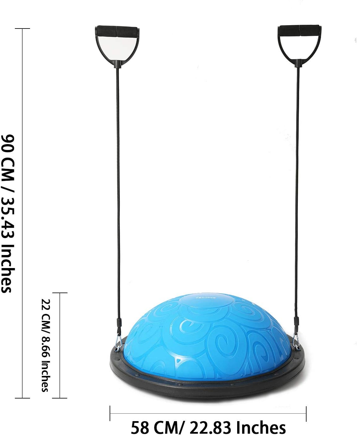 TECHMOO Half Balance Ball Trainer Yoga Pilates Exercise Ball with Resistance Bands Pump Training Equipment Trainer Balance Boards Superior Balance Balls Textured Surface for Strength Exercise