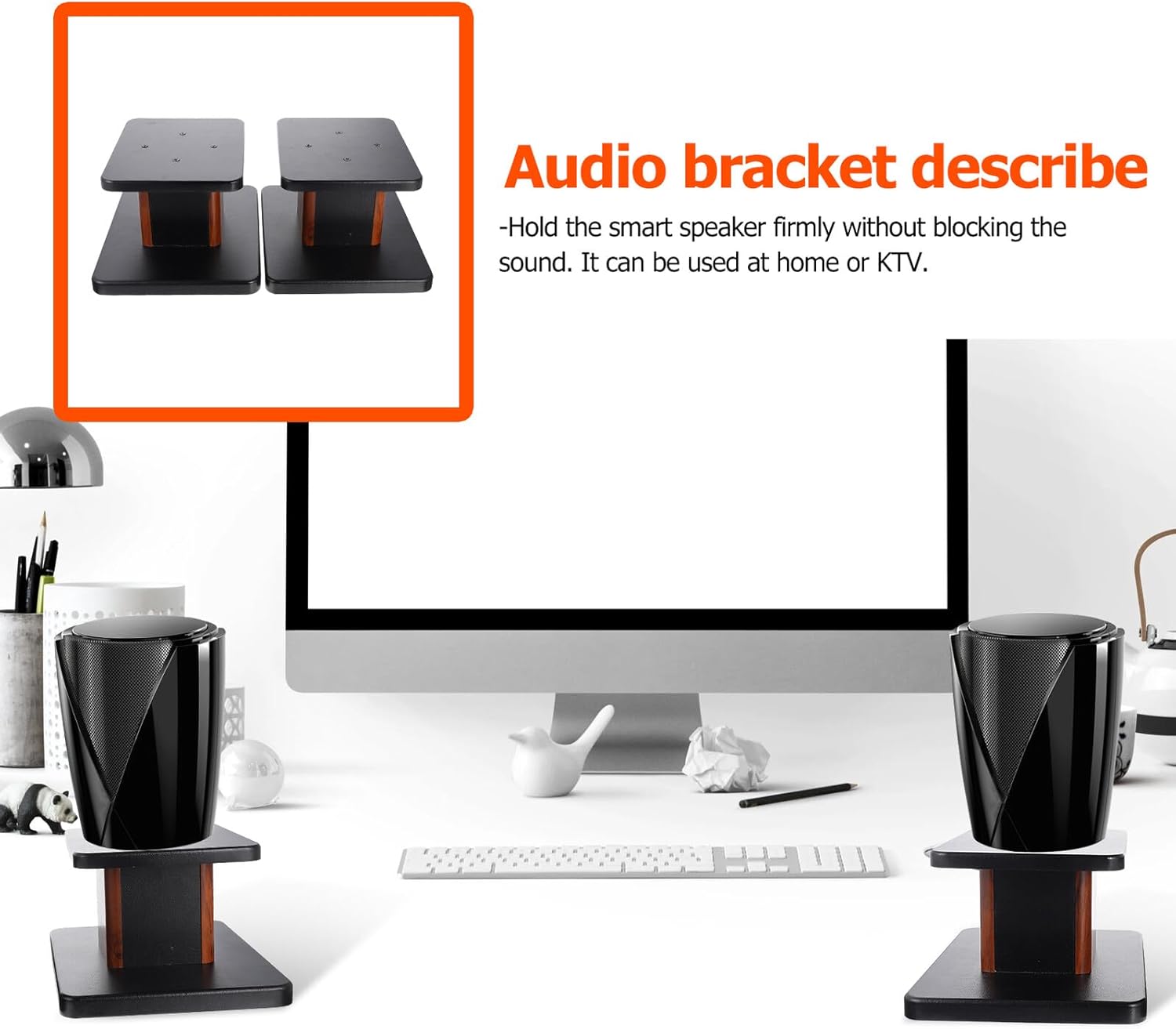 COHEALI Floor-Standing Speaker Stand Pair 15cm High Wood Bookshelf Speaker Holder for Karaoke and Home Audio for Surround Sound Systems Random Color