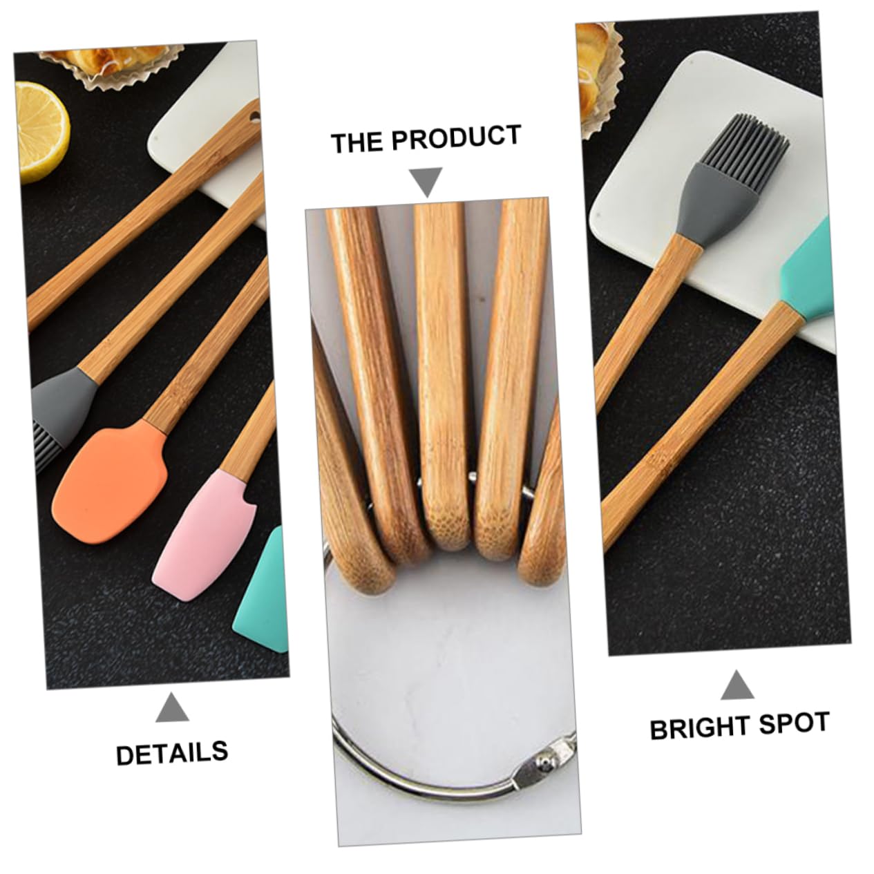 BESTOYARD 15piezas Utensilios De Para Hornear Mango De Espátulas y Rasquetas Para Repostería Para Cocinas y Panadería
