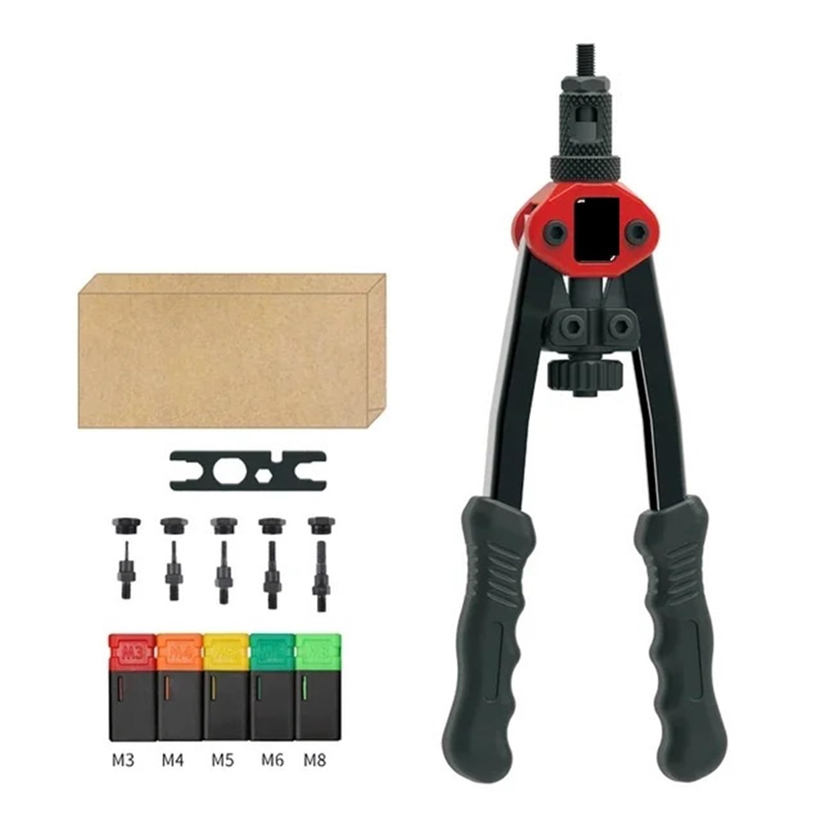 Kit d'Outils à Rivets Aveugles Professionnel Outil de pose d'écrous à riveter à mandrin, kit d'outils de pose d'écrous à riveter robustes, outil de rivetage fileté, riveteuse manuelle à insert fileté
