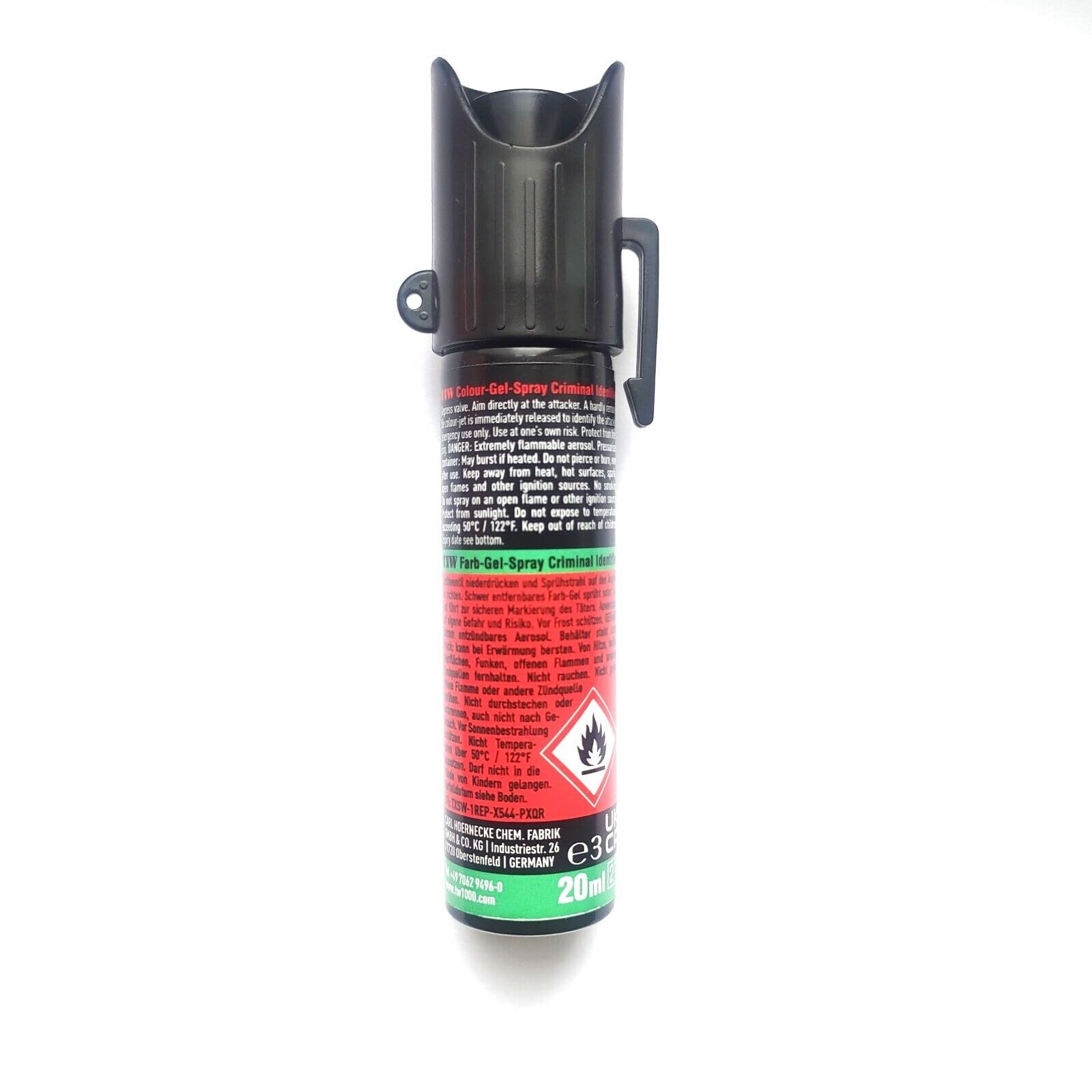 Hoernecke Tiw Farb Spray anti-aggressione in formato tascabile, in gel, da tenere in borsa, zaino o giacca, 20 ml
