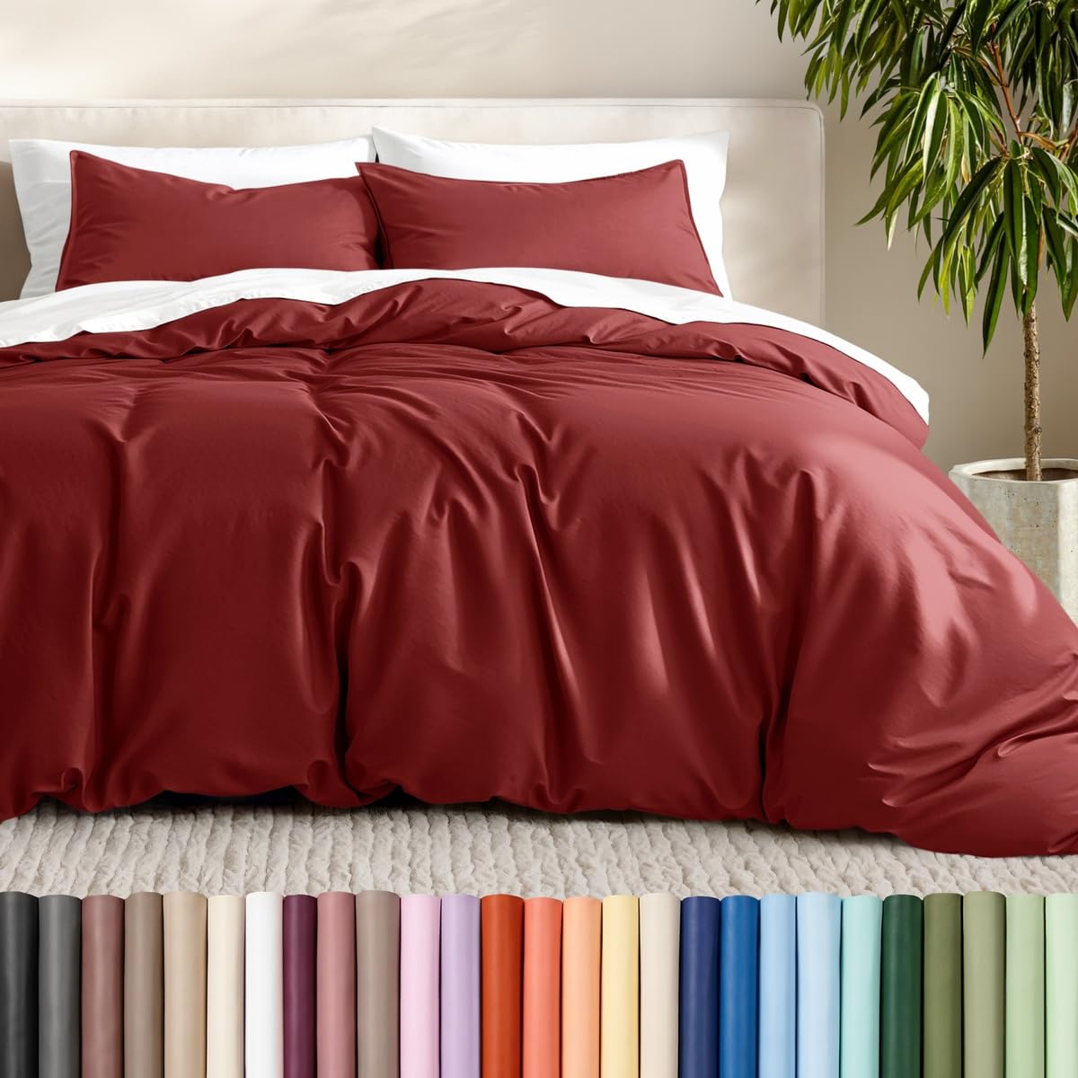 Bare Home Duvet Cover Set 1800 Ultra-Soft (California King, Rosewood) โ image 1