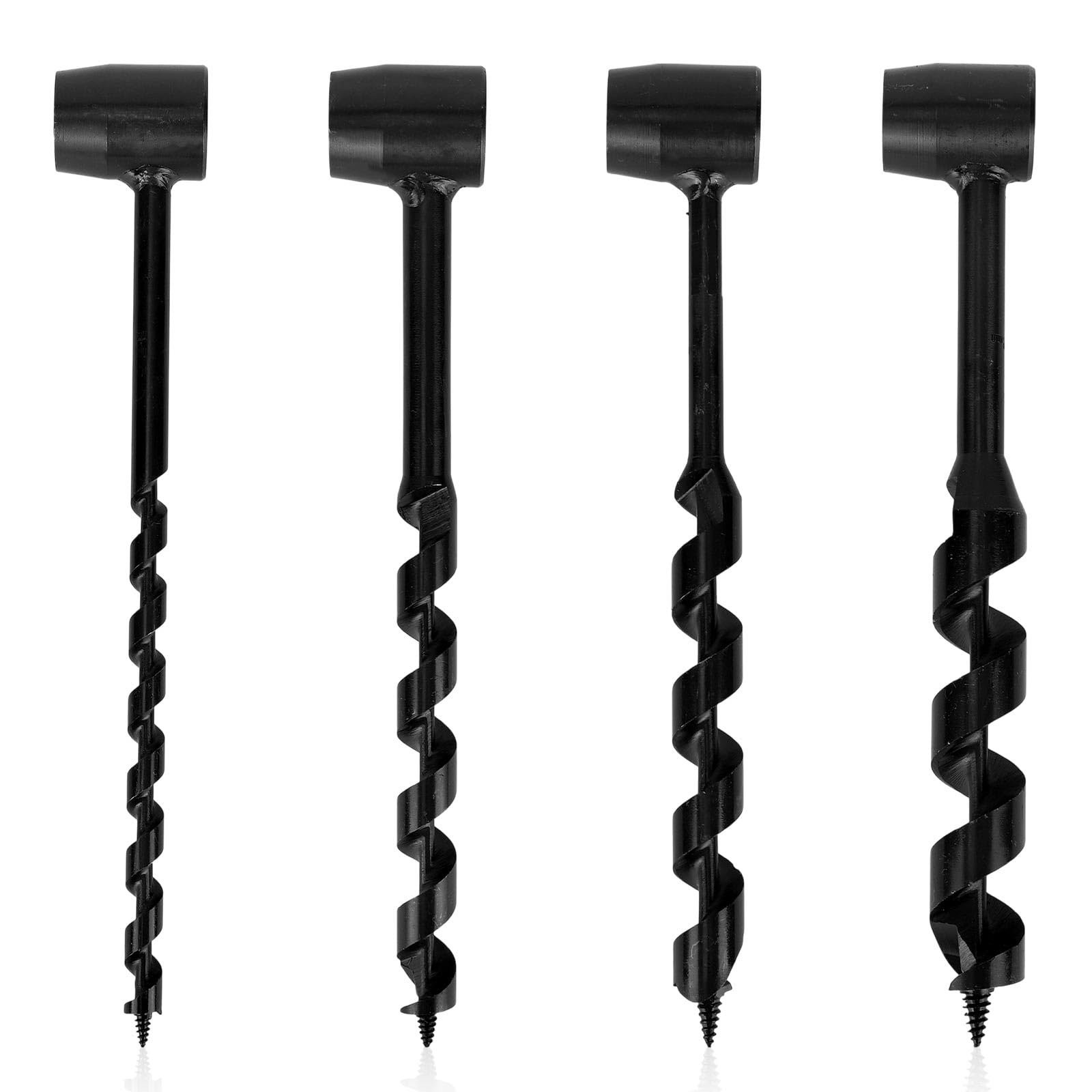 4pcs Hand Auger Wood Drill, Heavy Duty Carbon Steel Outdoor Hand Auger Manual Scotch Eye Augers Bit Settlers Wrench Tools Equipment Gear for Camping Outdoor Backpacking