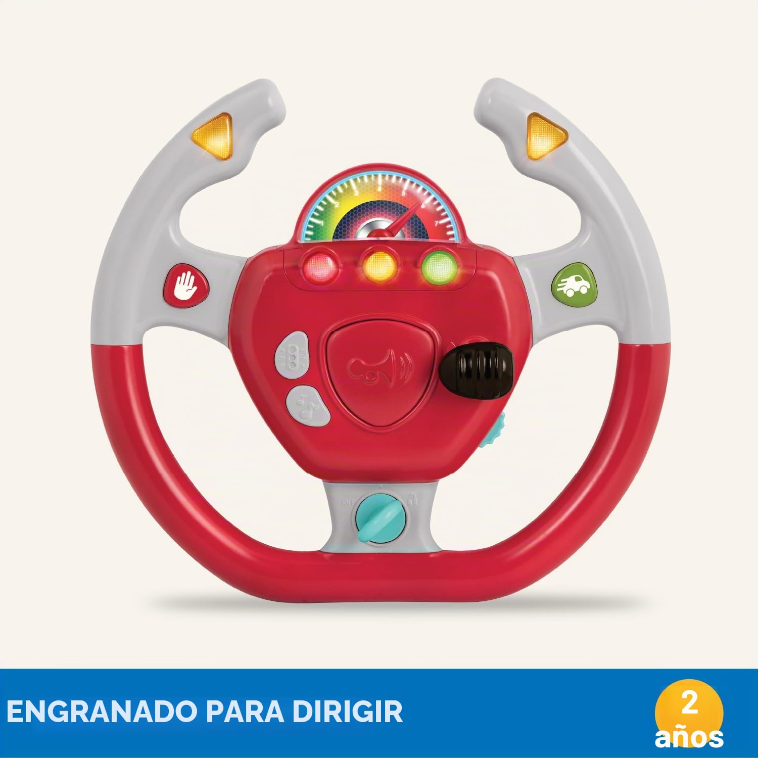 Battat - Engranaje de dirección - Volante interactivo - Coche de juguete portátil - Juegos y canciones infantiles - Viaje por carretera con niños pequeños - 2 años +