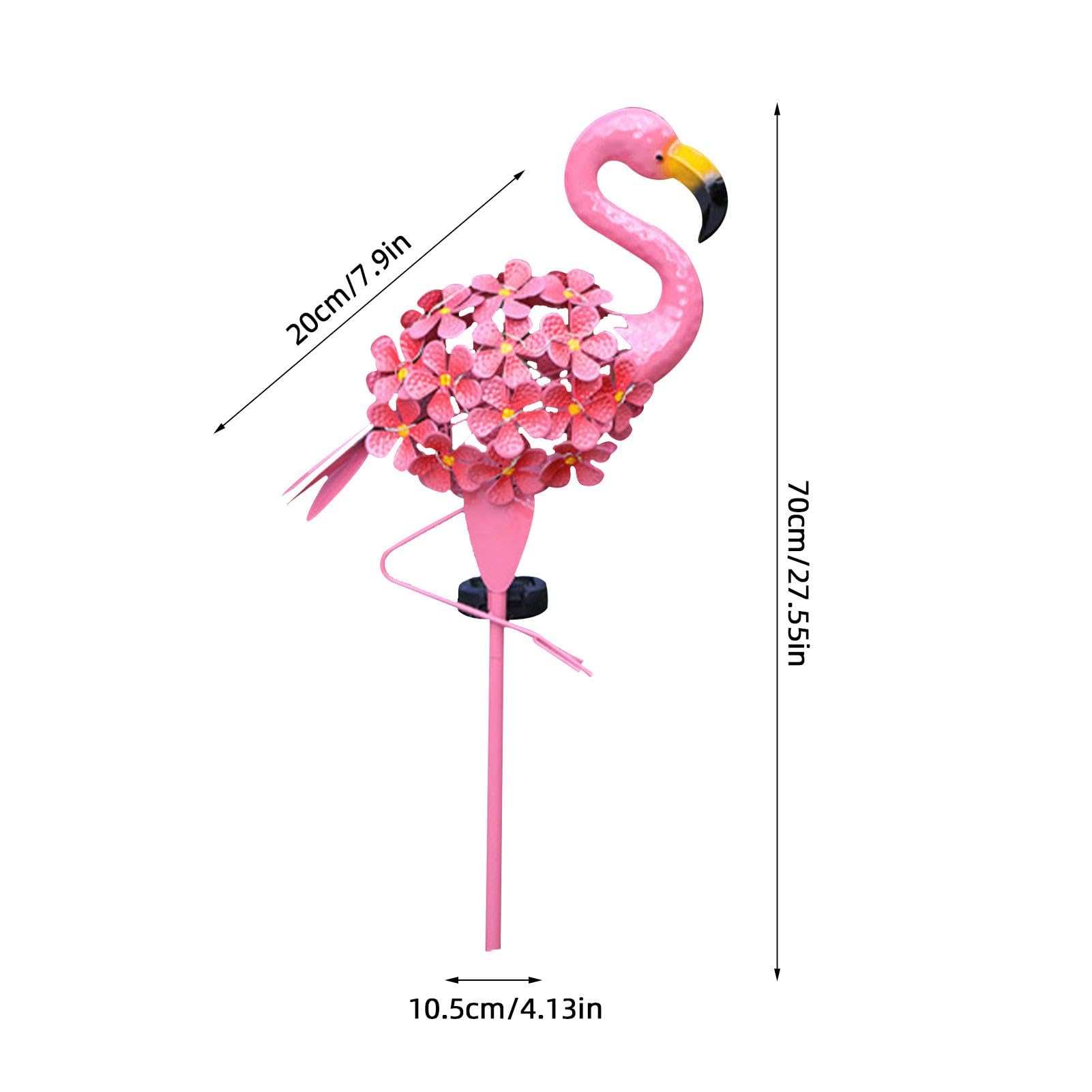 Luci Solari Da Giardino A Forma Di Fenicottero - Decorazioni In Metallo Per Esterno, 70 Cm, Rosa - 2