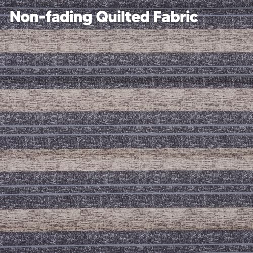 Image of SUNCREAT Double Quilted Hammock with Hardwood Spreader Bar, Extra Large Soft Pillow, Heavy Duty 2 Person Hammock for Indoor, Outdoor, Gray Stripes