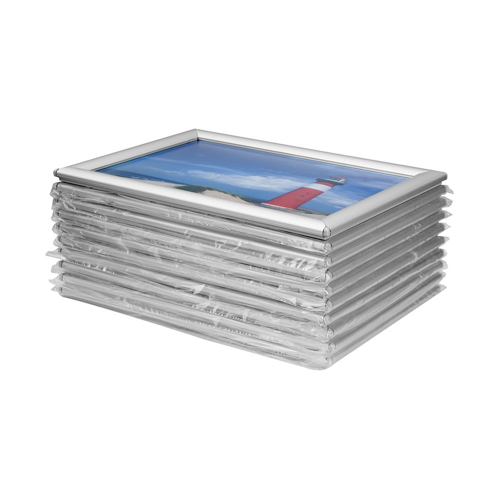 VKF Renzel GmbH Vorteilspack 10 x Bilderrahmen Klapprahmen Plakatrahmen aus Aluminium/Kunststoff im Set - DIN A4 - Geschenkidee für Familien - Fanposter