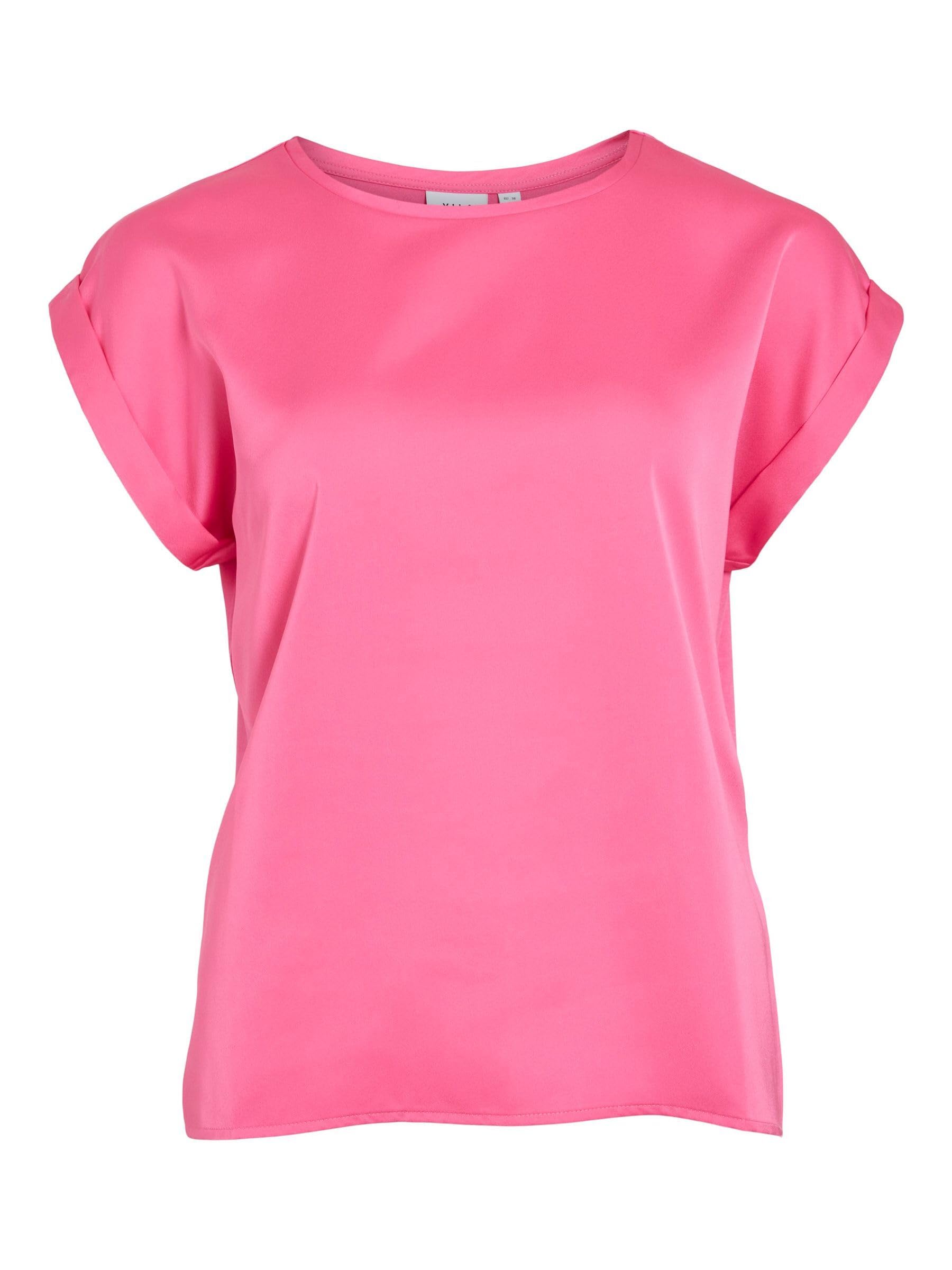 Vila Variety S/S Satin Top - Noos, Sangria Sunset, 18