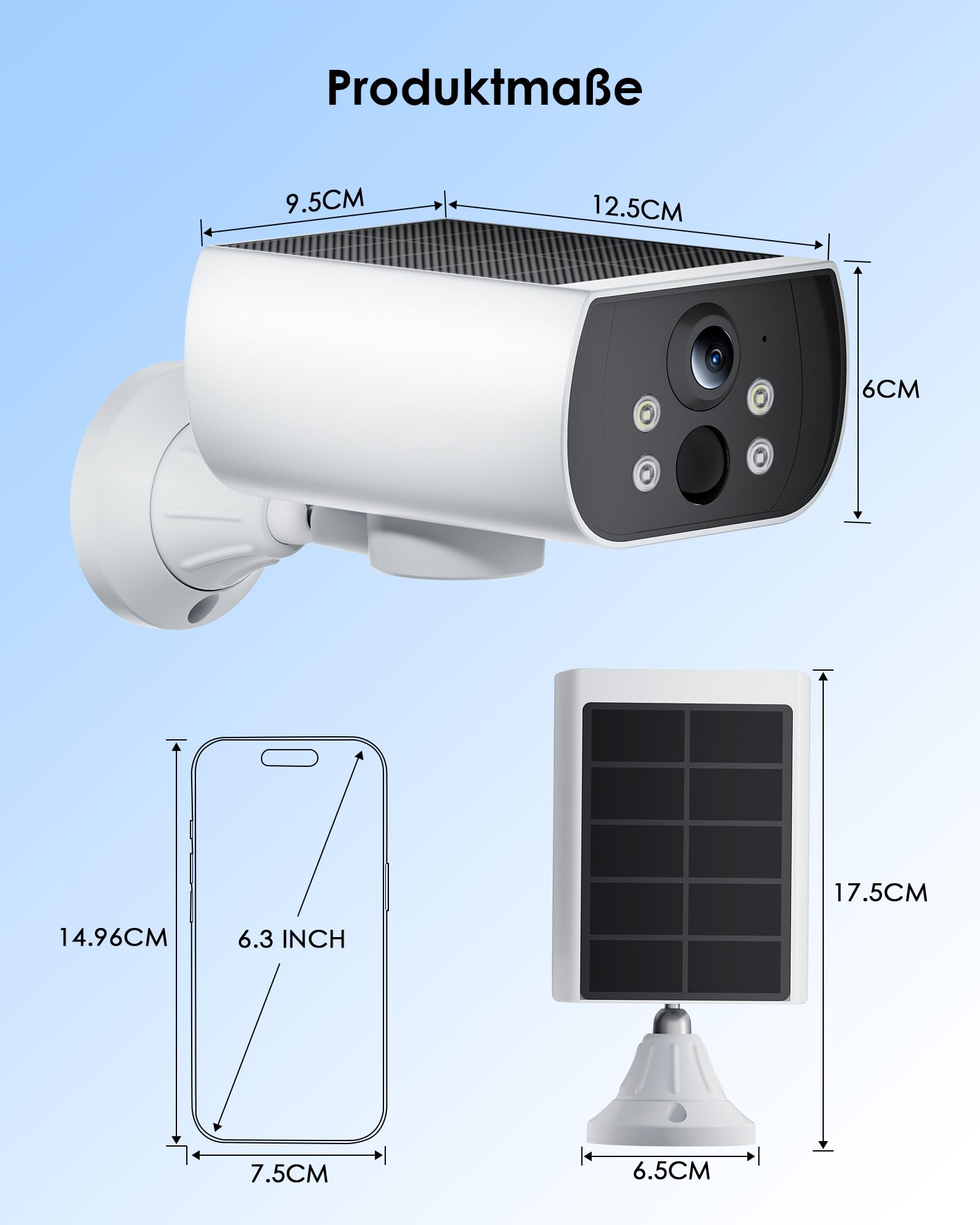 CZEview 3K 5MP Überwachungskamera Aussen Akku Solar, Magnetische Montage | 300° Schwenkfunktion Kabellose Solarkamera Außen, 2.4GHz WLAN, Bewegungserkennung, 2-Wege Audio, Farb-Nachtsicht, IP65