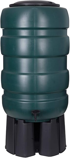 AMOS 230L Water Butt Set with Stand Diverter & Tap Garden Waterbutt Barrel Rain Water Collector