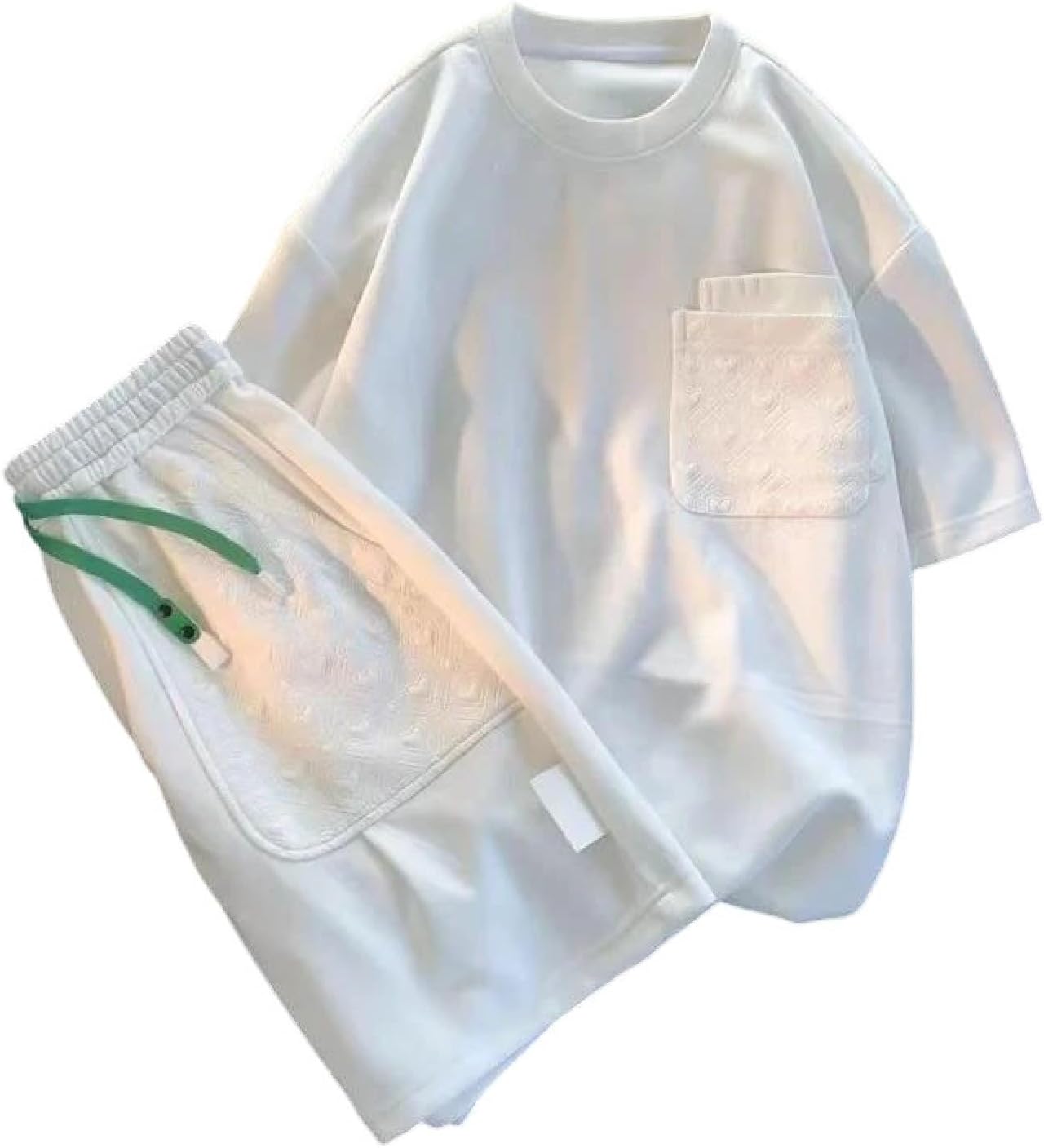 Men's Summer Solid Color T-Shirt And Shorts Set Casual Loose Fit Lightweight Leisure Outfit