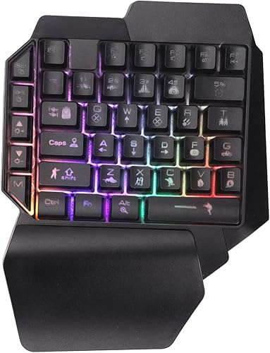 Miniatura 9 de Combo de teclado RGB para juegos con una sola mano, mouse y convertidor combinado, teclado retroiluminado LED de 39 teclas, juego de mouse y