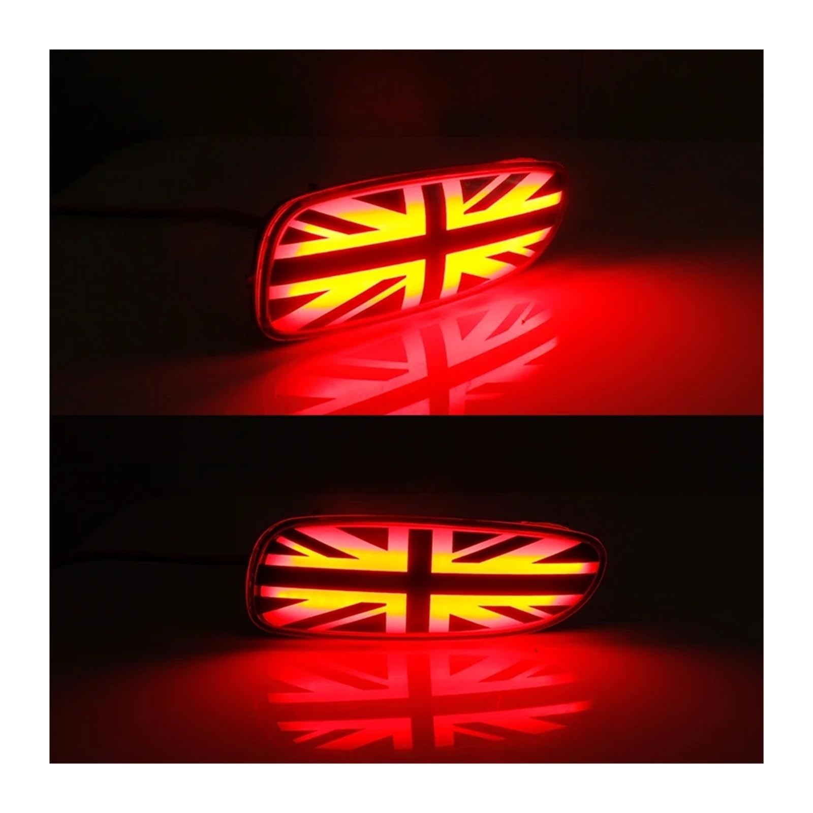 Pasuje do MINI Cooper R56 R57 R58 R59 przezroczyste soczewki Union Jack styl czerwona dioda LED reflektor tylnego zderzaka światła tylne światła przeciwmgielne światła do jazdy(Clear Lens)