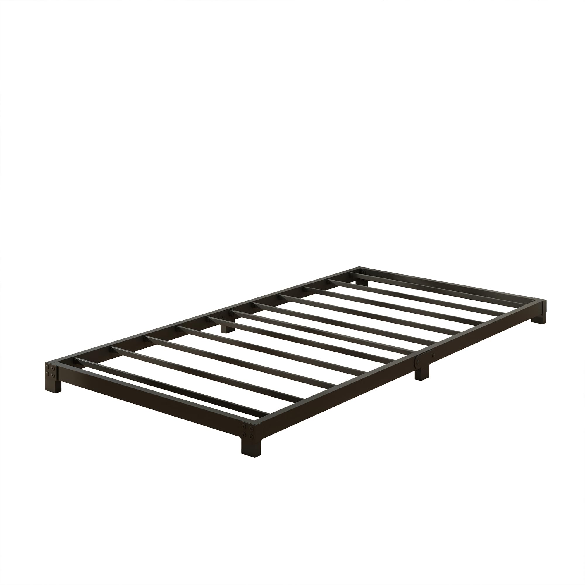 Metallbett 90x200 cm - 8 cm Hoch, Einzelbettgestell aus Metall mit Stahllattenstütze, Einfache Montage, Geräuschlos, Schwarz