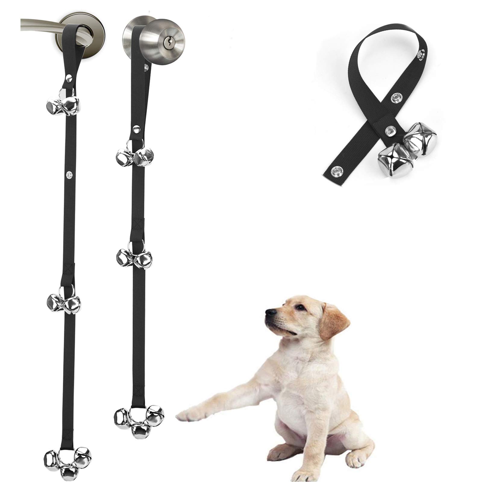 Luckyiren[Pack of 2 Upgraded Puppy Bells Doorbells for Door Knob, Dog Bells for Potty Training-Louder Jingle, Bigger Bells for Puppies Doggy Canine Pooch Pet Hound Cat, Cool Unique Gift for Dog Lover