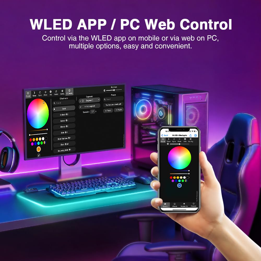 Controlador LED Elite 5P-EXMU WLED, Controlador LED PWM 5-1 para Tiras LED RGB/RGBW/RGB+CCT/CCT/Regulador de Intensidad, Ethernet + WiFi, APP/Mando a Distancia, Compatible con Alexa y Home Assistant