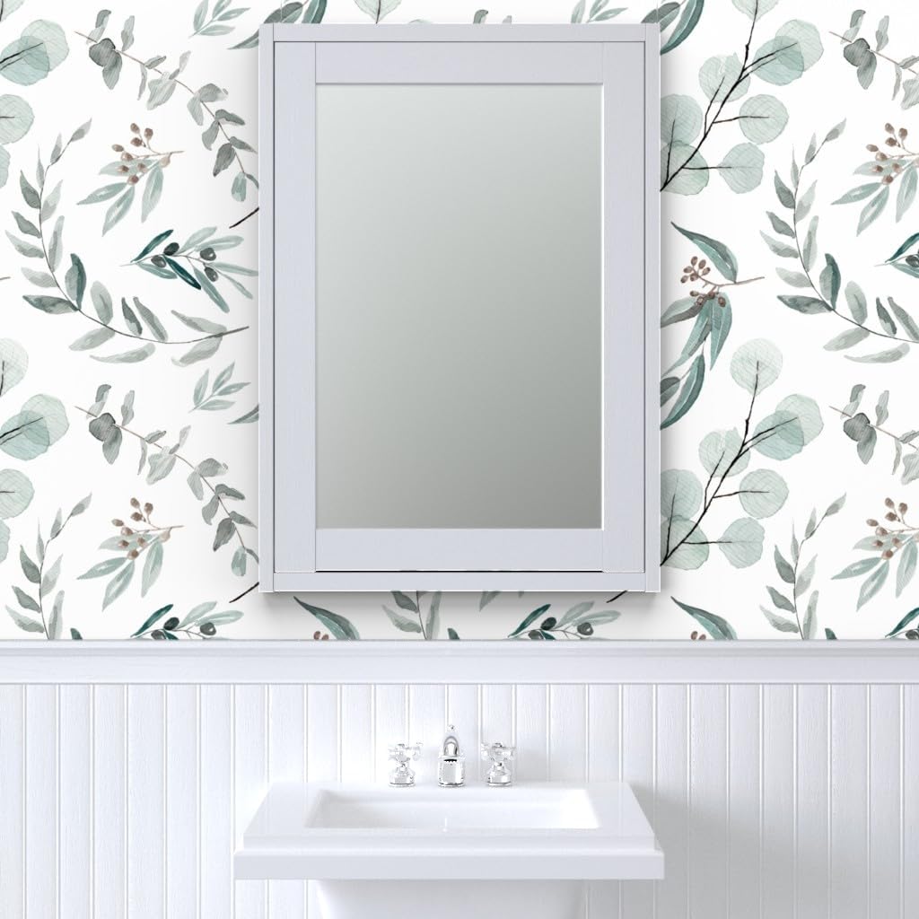 Commercial Grade Wallpaper 27ft x 2ft - Botanical Eucalyptus Australian Nature Traditional Wallpaper by Spoonflower