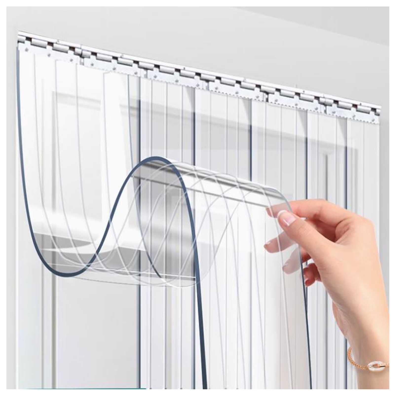 Persianas Verticales de PVC Transparente, Cortinas Impermeables, Tiras de plástico for Puertas de Patio, industriales y garajes.(135x200cm)
