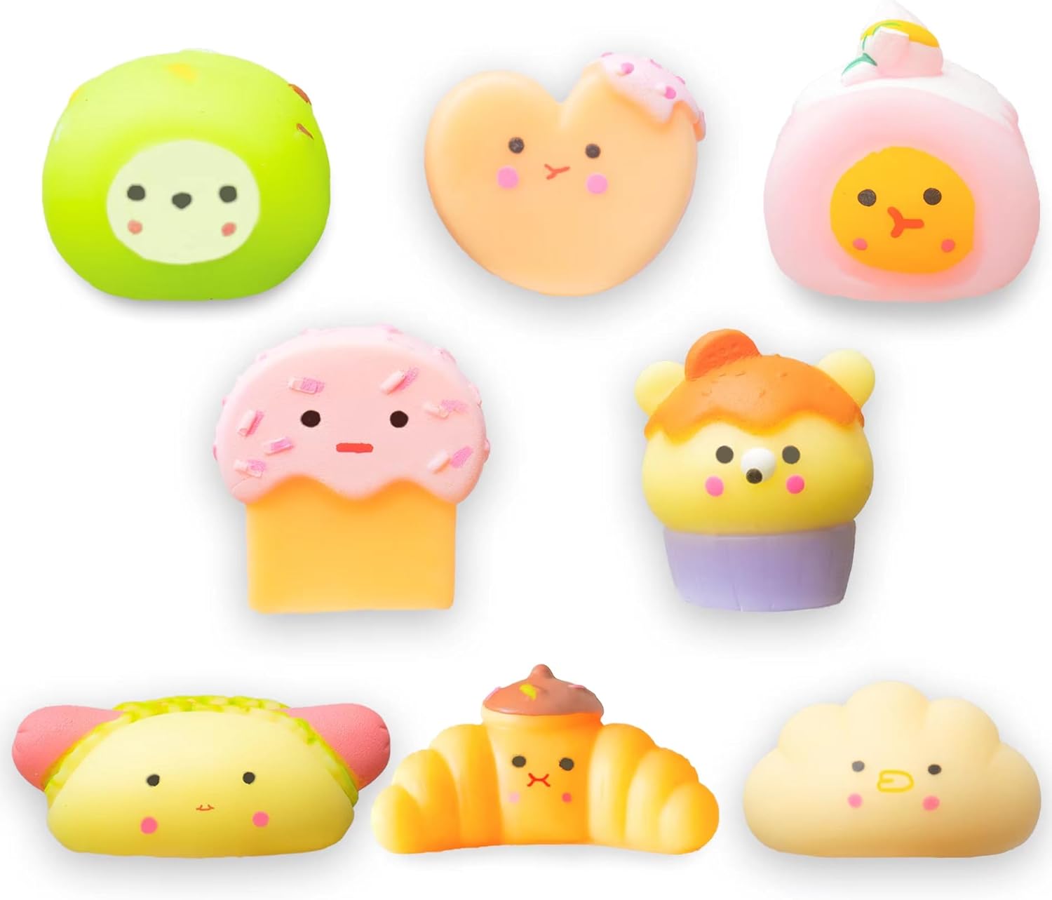 Mochi Squishy Toys Set, Random 8 Pack Mini Mochi Party Favors for Kids, Kawaii Squishy Toy Stress Relief Toys, Goodie Bags Fillers with Storage Box, Classroom Prizes