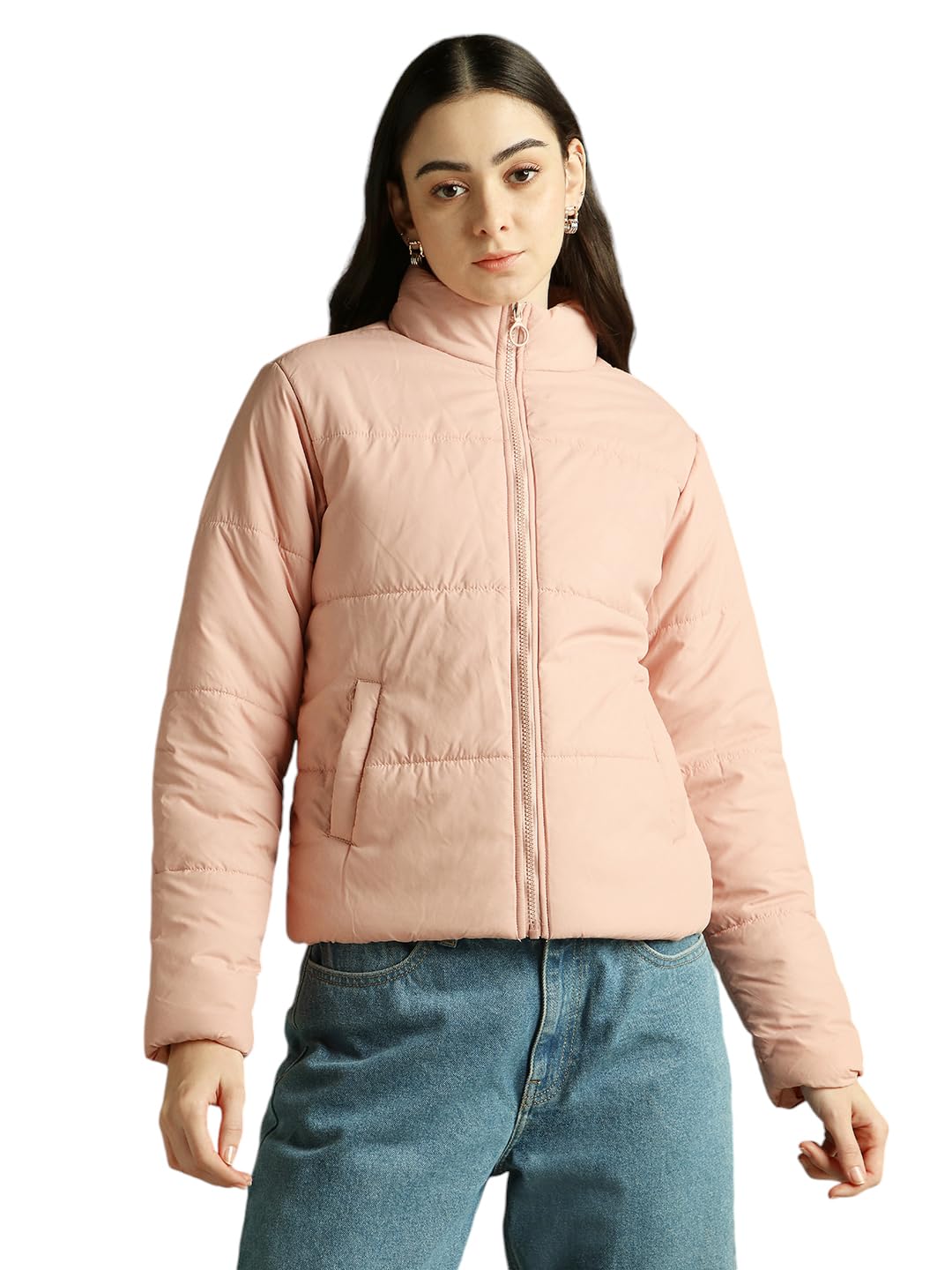 dl woman Regular Fit Ployseter Solid Full Sleeves Hooded Padded Jackets-picture-41