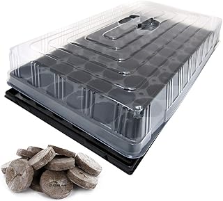 GREEN24 PRO40+ Komplett-Set Zimmer-Gewächshaus Anzuchthaus Hydroponik XL mit Torfquelltöpfen, automatischer Bewässerung, Profi Treibhaus mit Wanne + Kapillarsystem + QP Topfplatte + Haube + Jiffy