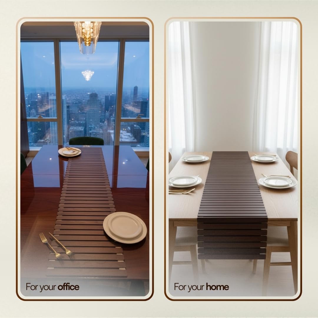 MASON HOME Elm Foldable Table Runner - Dark Brown (6 Ft) | Dining Table - Desk - Couch - Bed | Home - Office - Pantry - Kitchen | Dinner - Drinks - Appetizer - Bowls - Cutlery | Mats - Cover - Runner 3