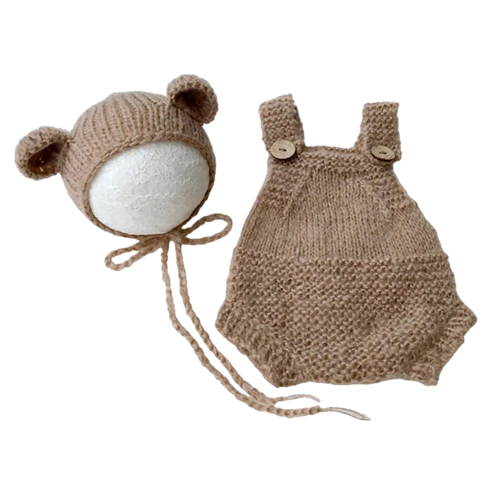 Newborn Photography Props Bear Costume Hat Suspenders Pants Photo Romper Baby Photo Clothes Baby Photoshoots Outfit Infant Costume