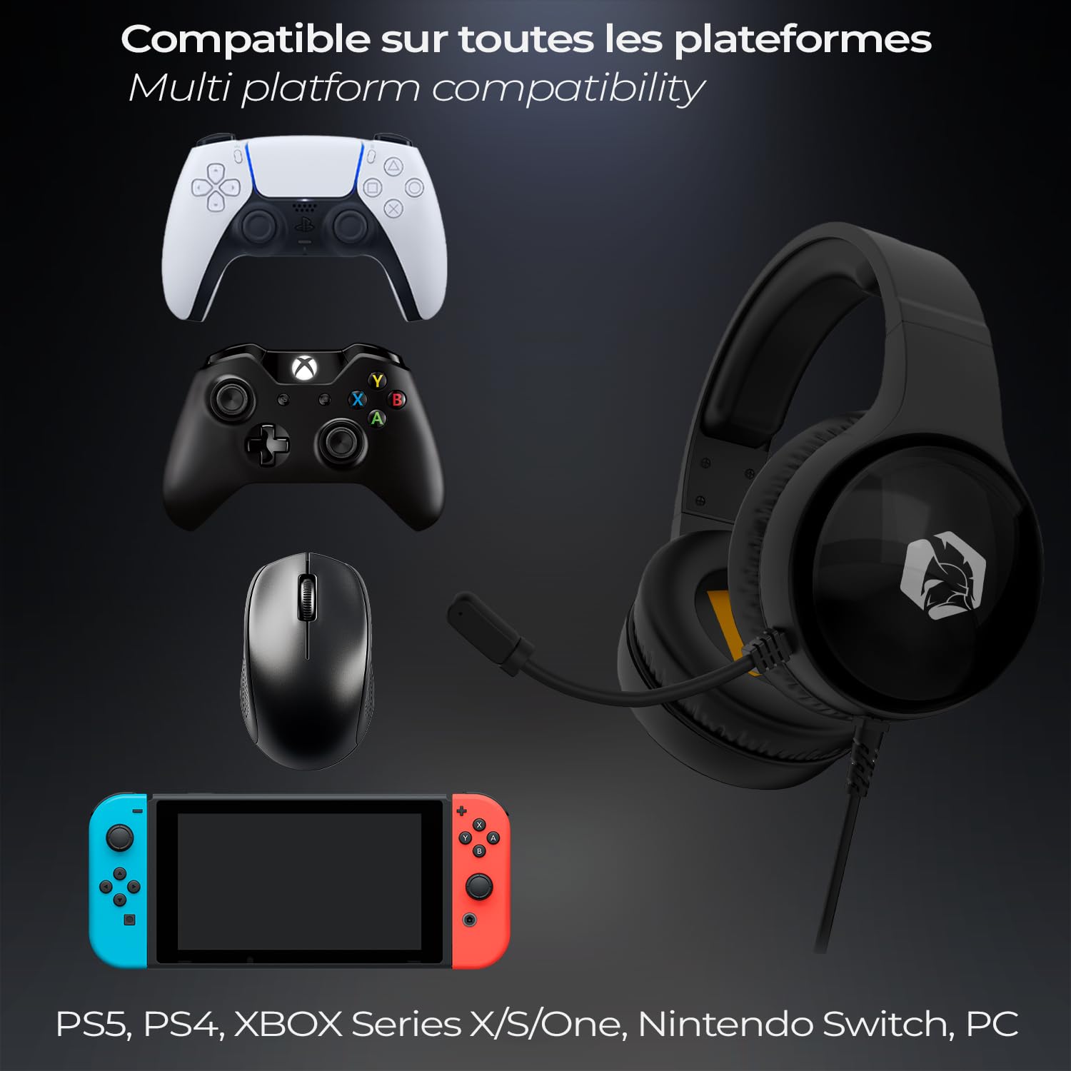 EMPIRE GAMING – 2024 Nowość - Icarus S16 Zestaw Słuchawkowy do Gier RGB - dla PS5, PS4, Xbox One/Series, PC, Mac, Smartfony, Tablety - Pilot - Dźwięk Stereo High Definition - Elastyczny mikrofon