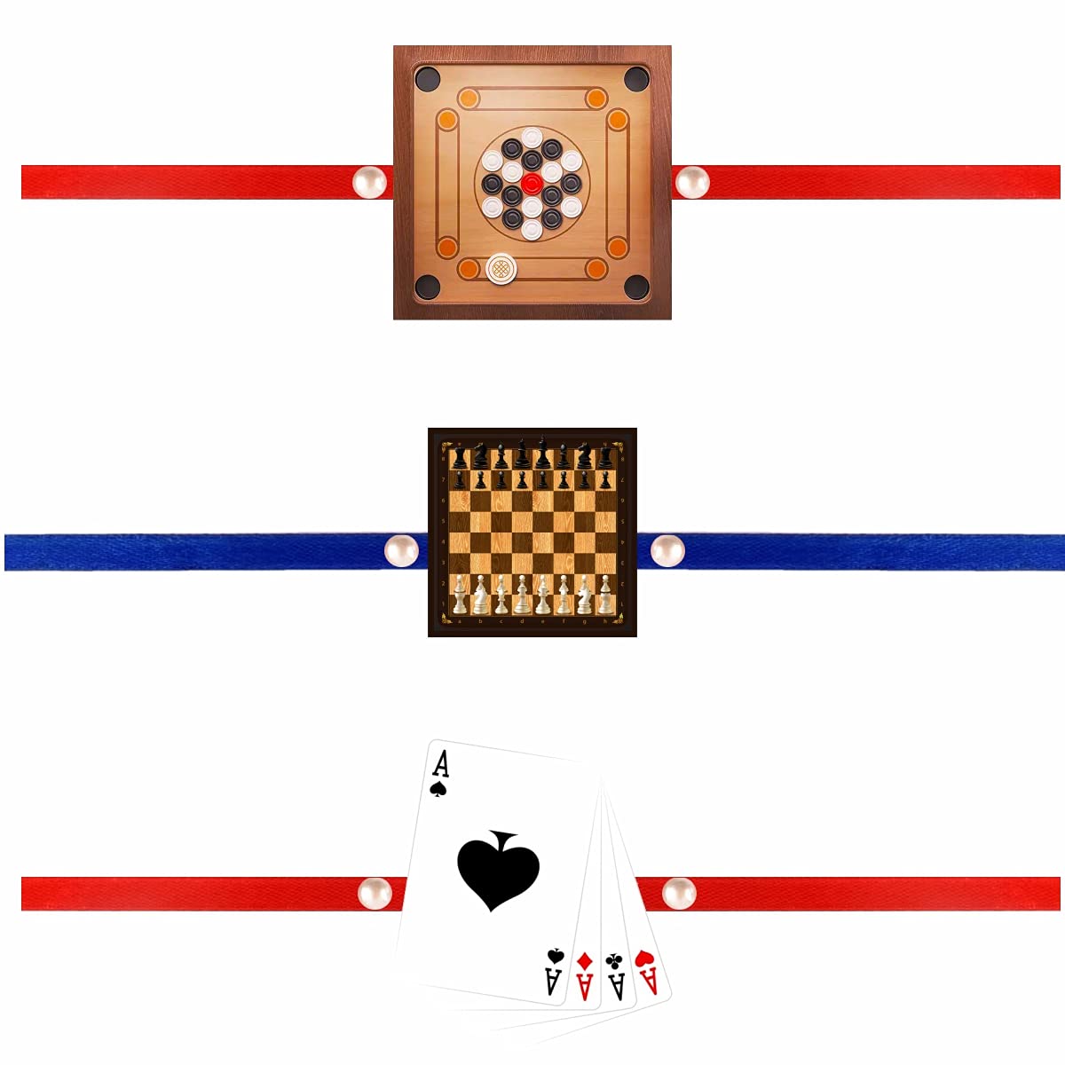 Swastikart - Magnetic Rakhi - Set of 3 Kids Rakhi - Carrom - Chess - Playing Cards Rakhi for Brother Set Cum Fridge Magnet with Greeting Card, Roli & Chawal (B0B49YCW64) Amazon Price History, Amazon Price Tracker