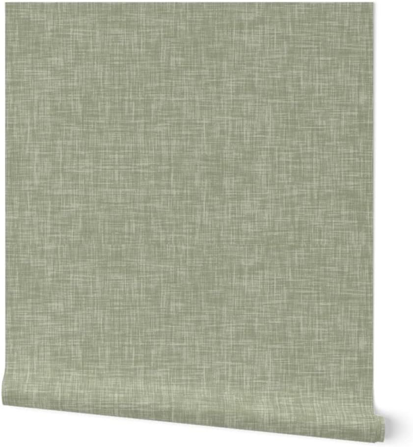 Spoonflower Peel & Stick Wallpaper Swatch - Green Neutral Sage Green Gray Faux Textured Look Custom Removable Wallpaper