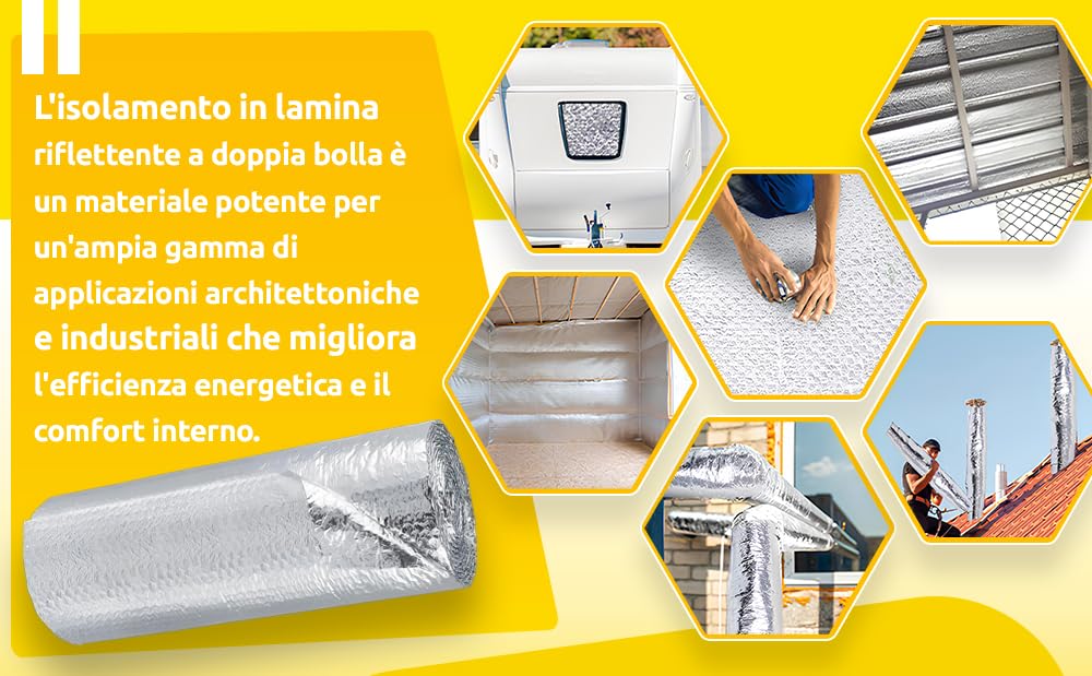 Optimer System - Isolamento Termico Riduce il Freddo e il Calore - Pannelli Riflettenti per Termosifoni Riduce la Perdita di Calore - 10x1.20m - 12m²