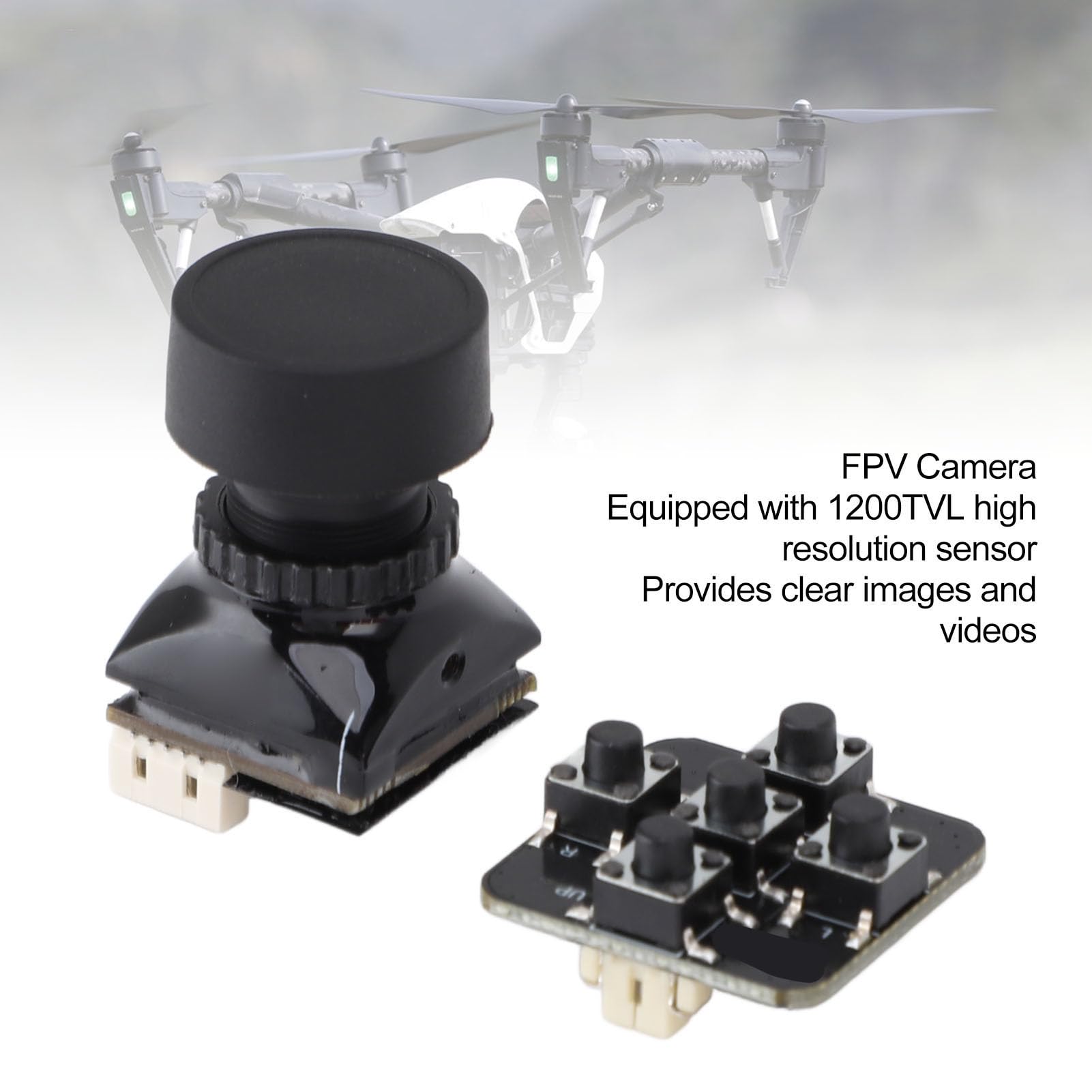 ASHATA Telecamera FPV, 1200TVL ad alta risoluzione 100dB WDR Immagine Chiara Professionale Telecamera notturna in condizioni di scarsa illuminazione per Drone da corsa Fotografia FPV Drone