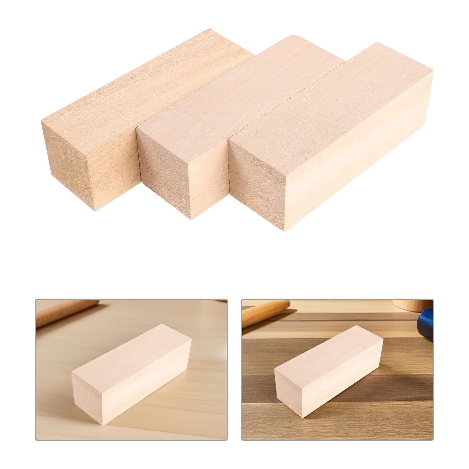 NUOBESTY 6 Szt. Sztuk Naturalnych Bloków Do Rzeźbienia z Drewna Basswood Prostokątne Wygładzone Nieoszlifowane Kostki Do Projektów Artystycznych Malowania i Dekoracji DIY