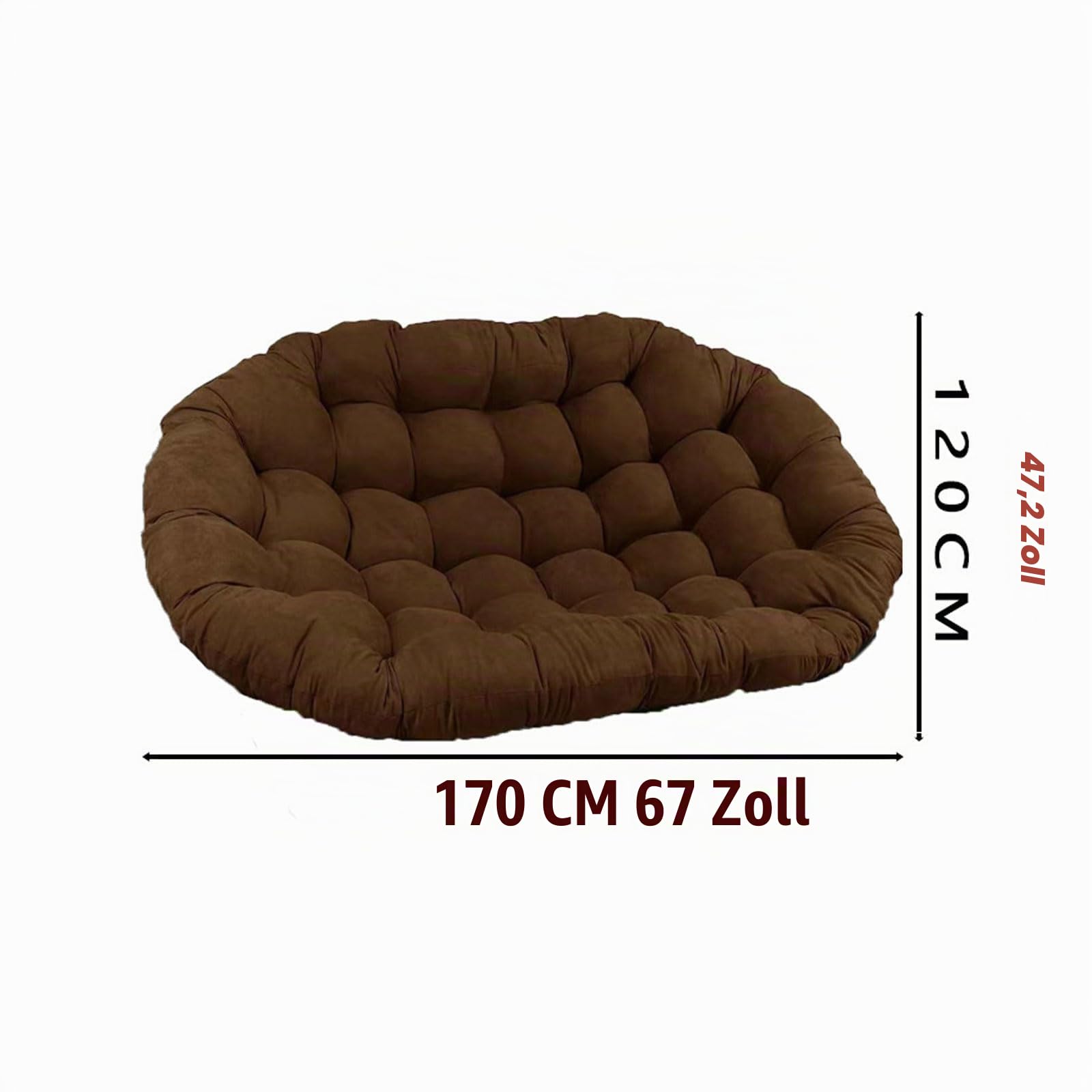 Doppeltes Papasan-kissen Für Den Außenbereich, Wasserdicht, Verdicktes Papasan-kissen Mit Bändern, Nur Papasan-kissen, Hängekorb-stuhlkissen Für Terrassengarten (nur Kissen)(Color:Dunkelgrün)
