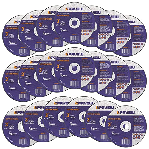 PRVEW 20-Pack Die Grinder Cut Off Wheel 3 Inch 3 x1/16 x3/8 Cutting Disc for Metal&Stainless Steel