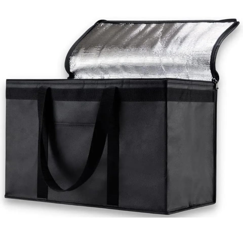 XXL 80 Litre Multipurpose Collapsible Delivery Bag for Uber Eats Menulog Doordash Large Insulated Pizza Bag with Zipper Closure Food or Grocery Transport,23" W x 15" H x 14" D