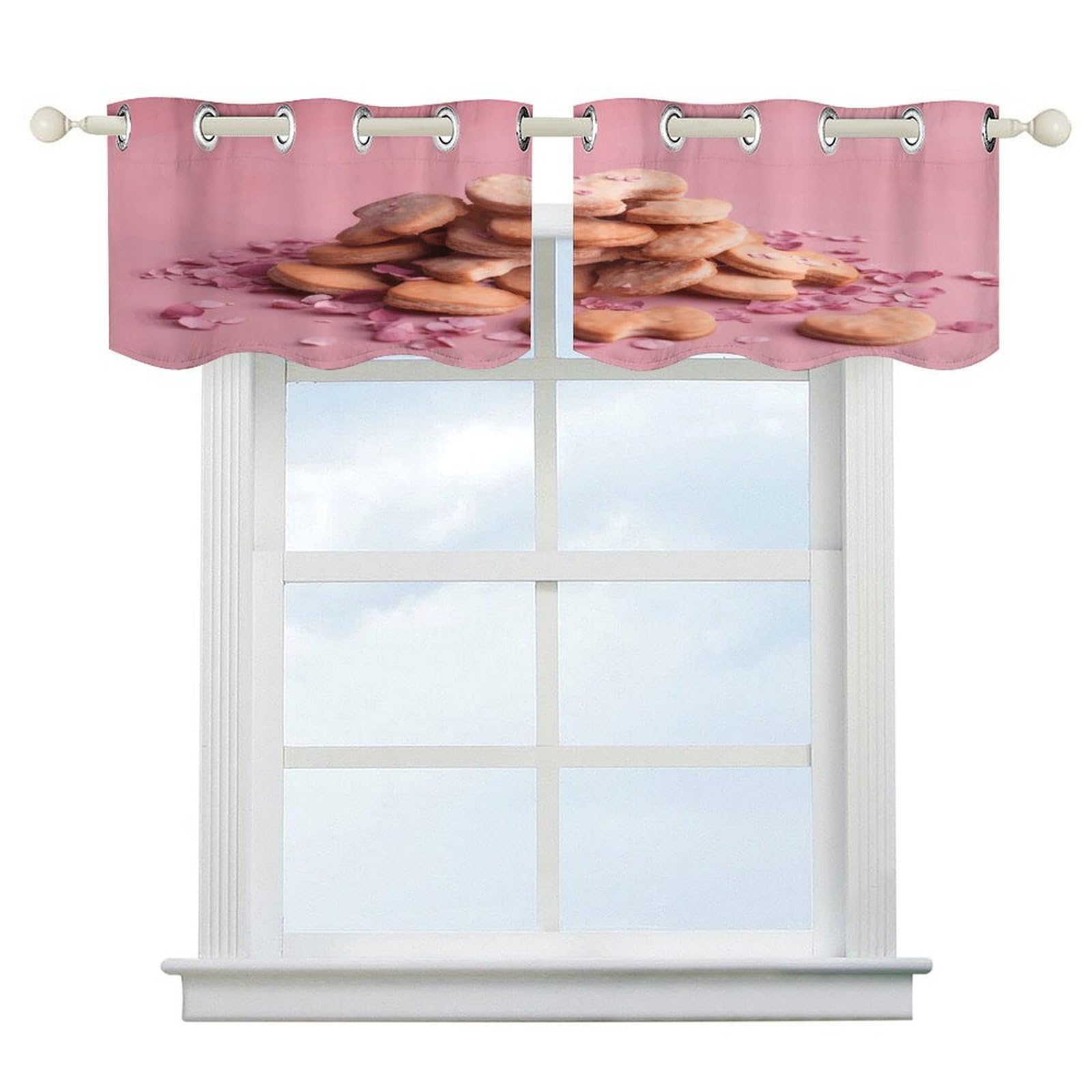 Cortinas cortas opacas de arte moderno para ventanas de cocina y baño, 52x18.1" 1