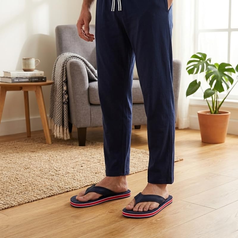 Image of Men's Hawaii Slippers Lightweight Comfortable Flip Flops for Men Soft Casual Bathroom Beach Outdoor Footwear Gents Slipper