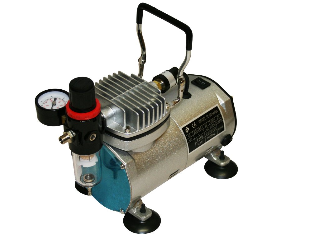 TC-20B ÖLFREIER MINI-KOMPRESSOR AIRBRUSH KOMPRESSOR LEISE 0-4 BAR
