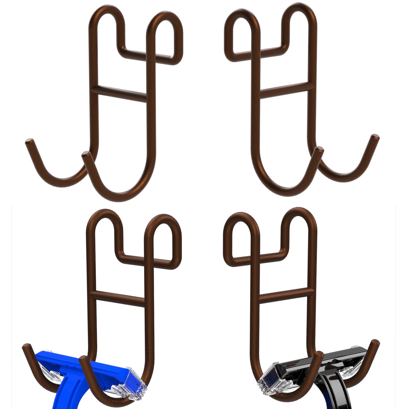 Jovware Bronze Shower Caddy - 4 Pack Open Shelf Hooks for Loofah Razor Shower Accessories
