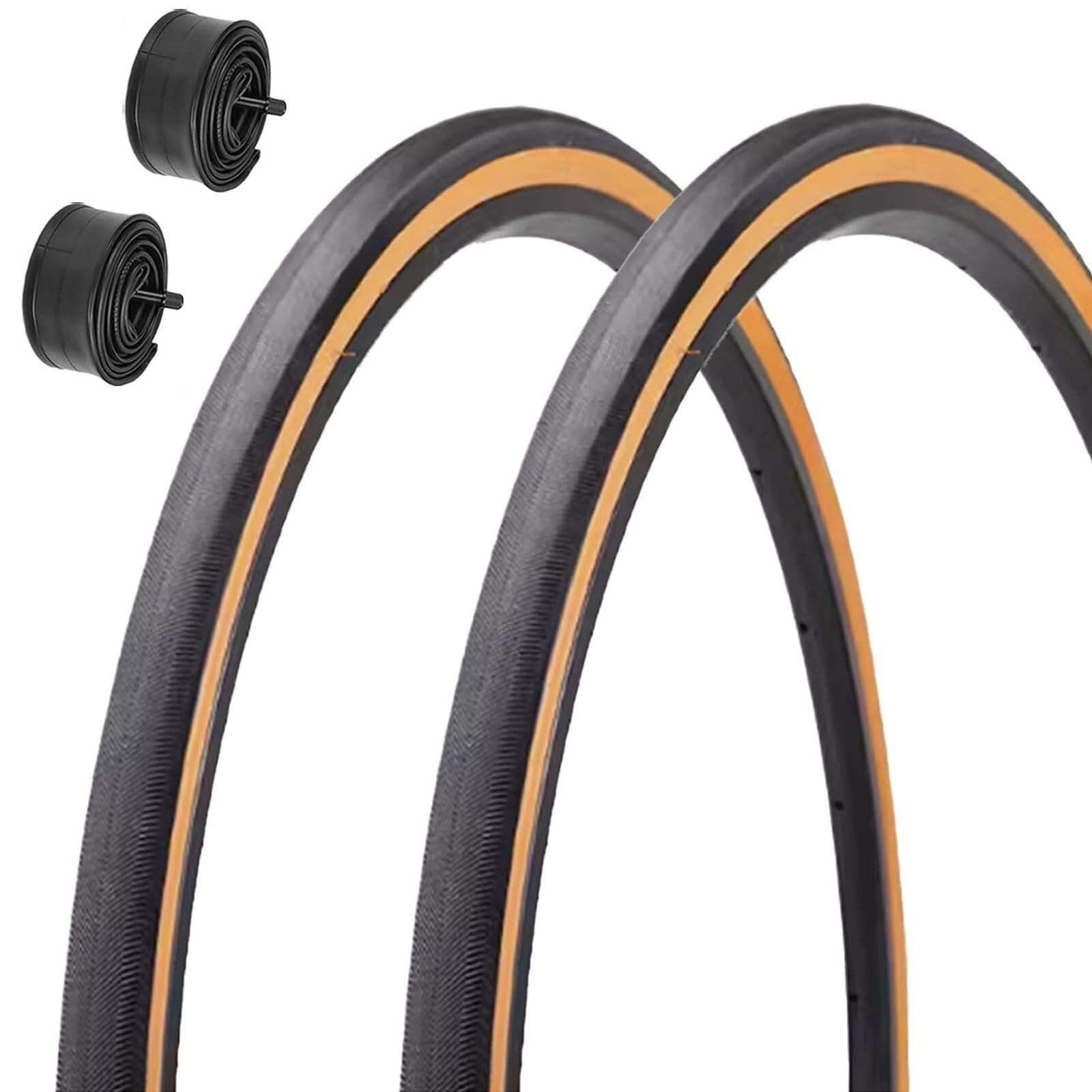 2 Sztuki 700x25C/700x28C Składanych Opon Szosowych i Dętek | 60 TPI, Ochrona Przed Przebiciem, Wymienny Dodatek do Roweru Górskiego (MTB)(700x28c)