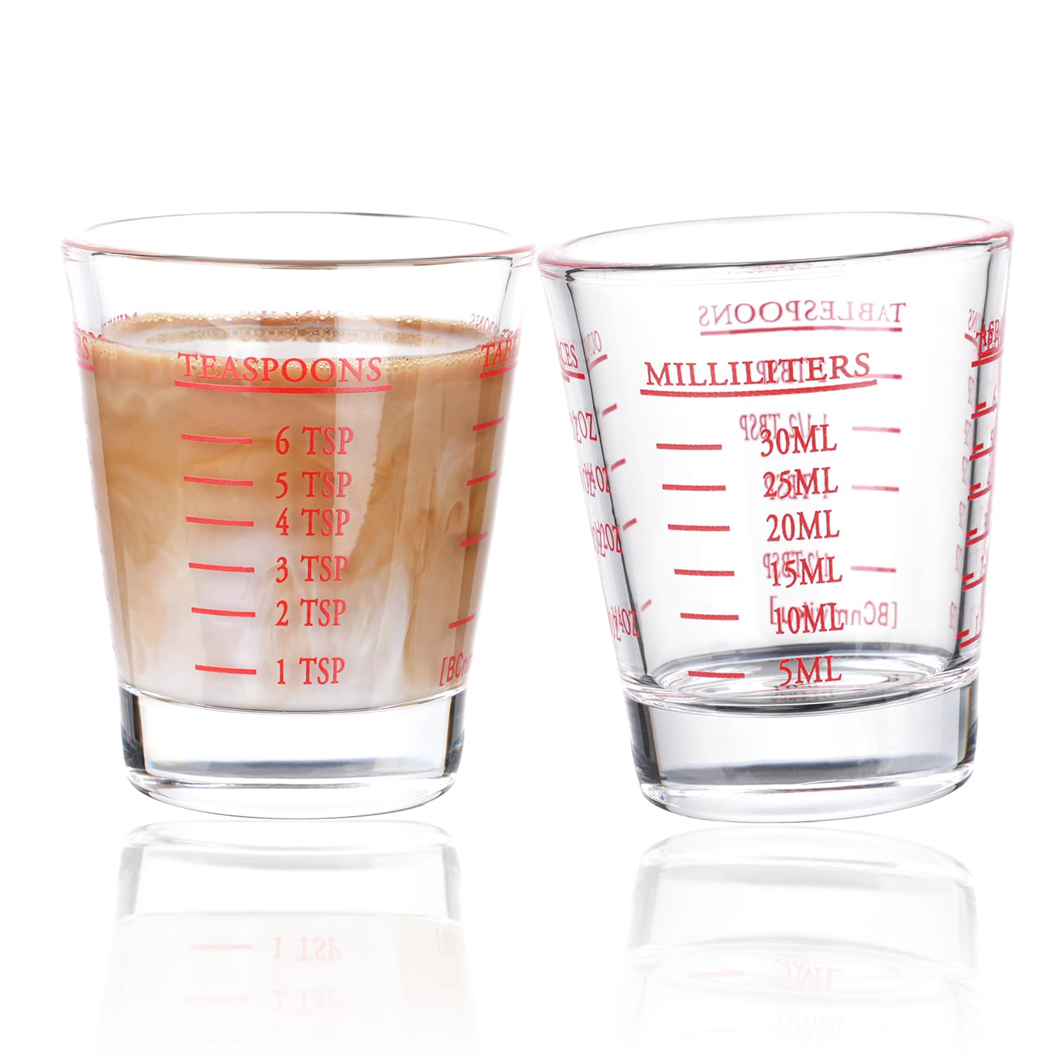 shot glasses measuring cup espresso shot glass liquid heavy wine 2 pack 26-incremental measurement 1oz 6 tsp 2 tbs 30ml 2 pack-red