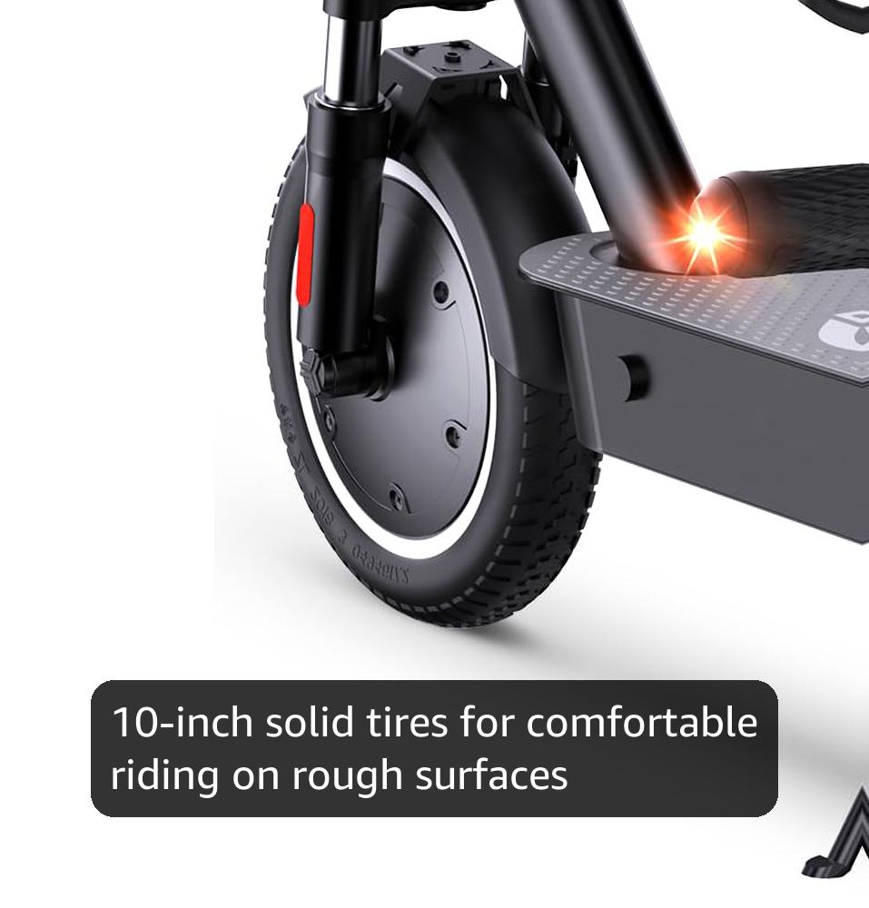 Electric Scooter, Up to 25 Miles Range & 21 MPH, 4 High-Performance Shock Absorbers, 500W Motor & 10" Solid Tires, Foldable Commuter Electric Scooter for Adults with Turn Signals, APP Lock